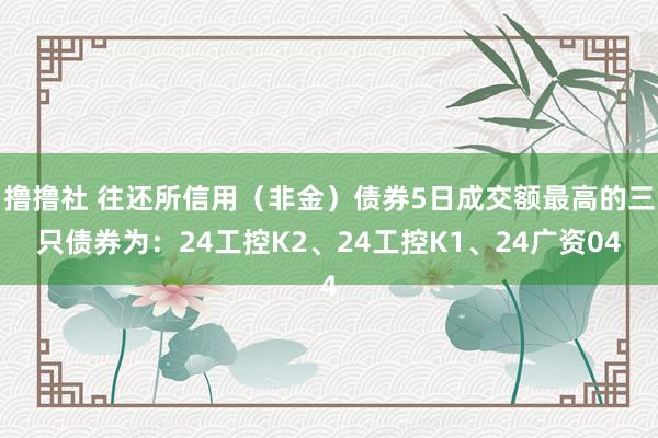 撸撸社 往还所信用（非金）债券5日成交额最高的三只债券为：24工控K2、24工控K1、24广资04