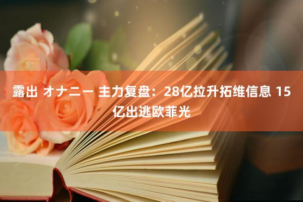 露出 オナニー 主力复盘：28亿拉升拓维信息 15亿出逃欧菲光